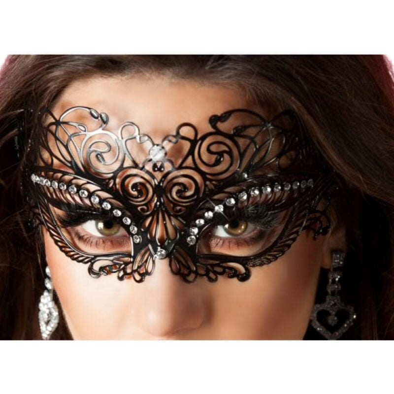 Masque loup en métal orné de cristaux Chilirose — détail produit