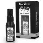 Spray retardateur homme Black Hole Delay 30 ml base eau, flacon noir pompe vaporisateur au logo tigre, packshot de face format compact pour la longue duree