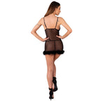 Babydoll en maille semi-transparente et string — détail produit