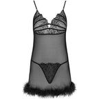 Babydoll en maille semi-transparente et string — comparatif dimensionnel