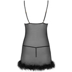 Babydoll en maille semi-transparente et string — détail base
