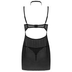 Babydoll en voile transparent et dentelle avec string — détail base