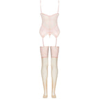 Ensemble 3 pièces corset dentelle, string et bas — vue de dos