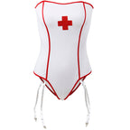 Costume infirmière sexy avec teddy épaules dénudées — finition matière