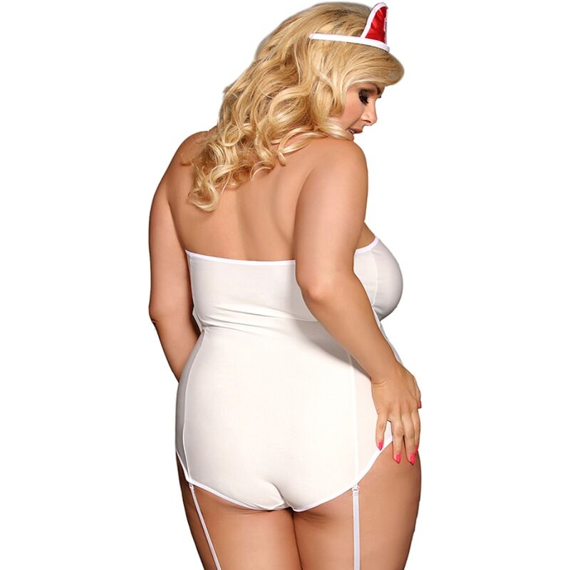 Costume infirmière sexy avec teddy épaules dénudées — vue de profil