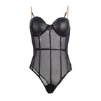 Body transparent à bretelles chaîne et armatures — détail design