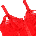 Teddy en dentelle rouge jarretière intégrée et anneaux de ja — vue rapprochée