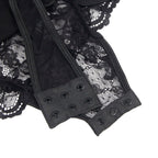 Teddy en dentelle noir détail bandes et jarretière intégrée — détail texture surface 2