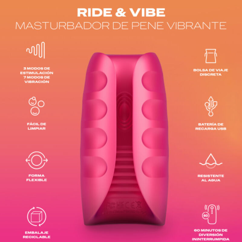 Masturbateur vibrant texturé Ride & Vibe — détail produit