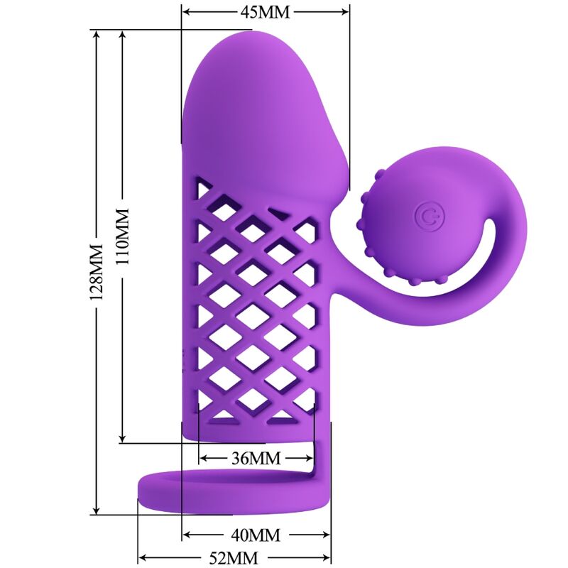 Gaine pénienne vibrante extensible en silicone à tête spiral — vue rapprochée
