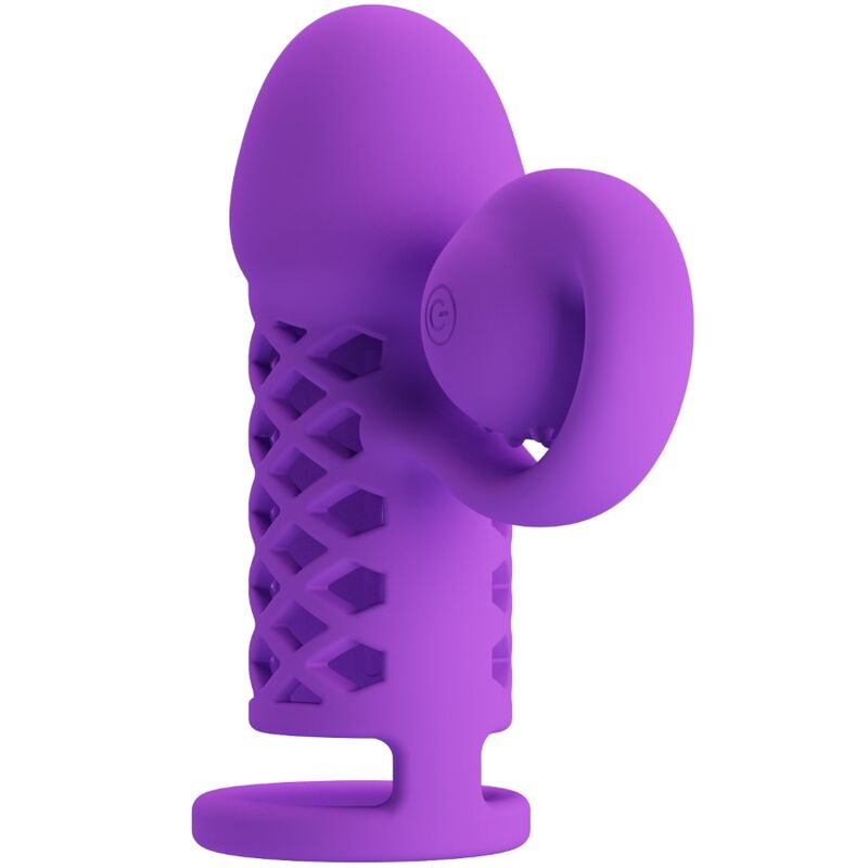Gaine pénienne vibrante extensible en silicone à tête spiral — vue de profil
