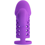 Gaine pénienne vibrante extensible en silicone à tête spiral — vue de dos