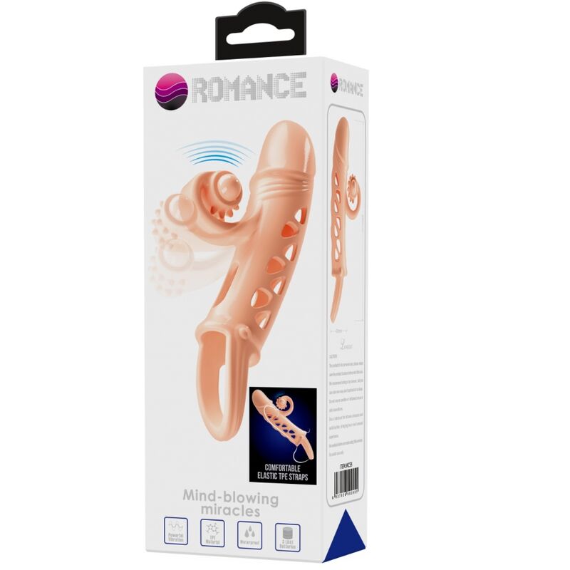 Gaine pénienne extensible vibrante avec anneau de maintien — comparatif dimensionnel