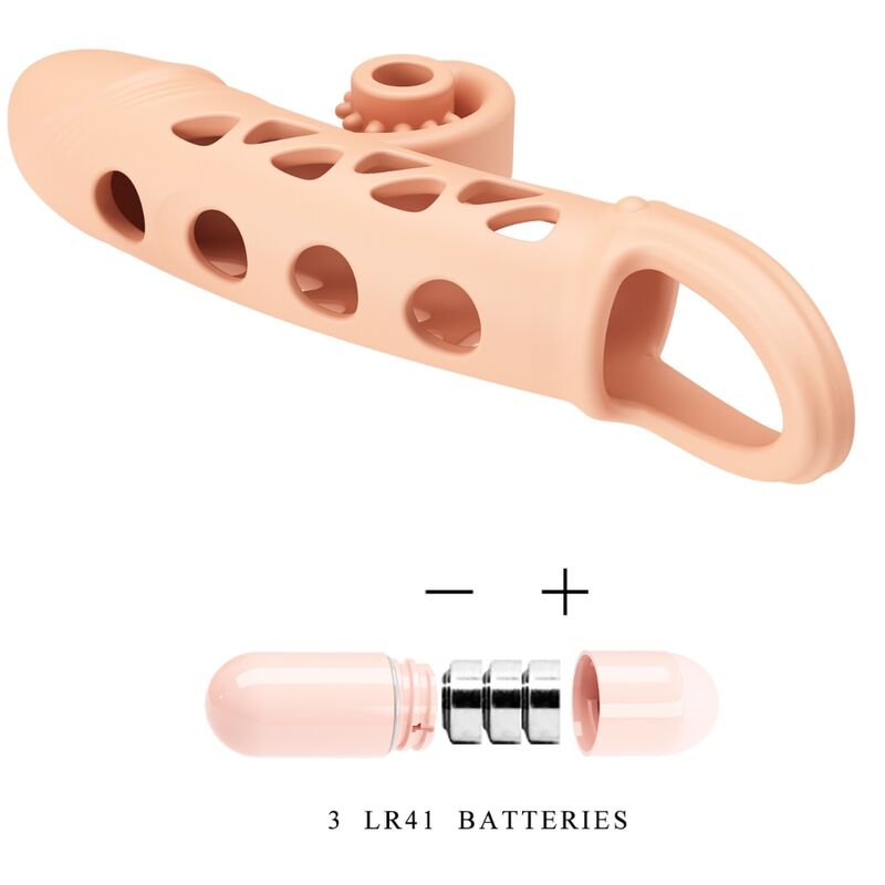 Gaine pénienne extensible vibrante avec anneau de maintien — détail texture surface