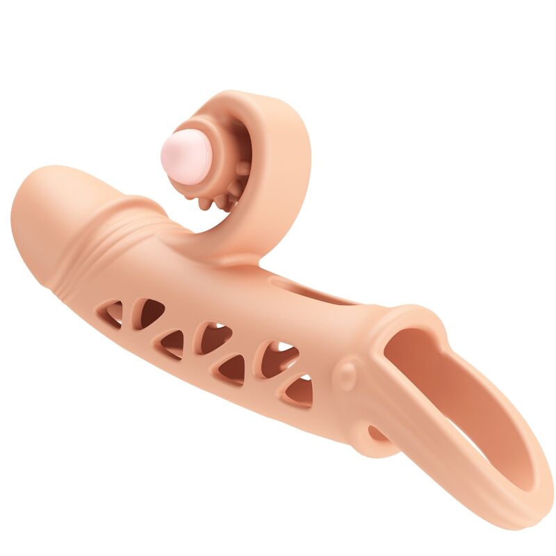 Gaine pénienne extensible vibrante avec anneau de maintien — détail produit