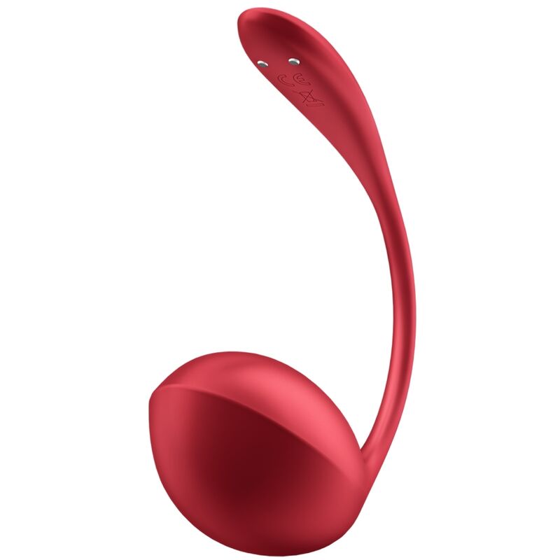 Stimulateur Satisfyer rouge formant une boucle ouverte, tige tres flexible