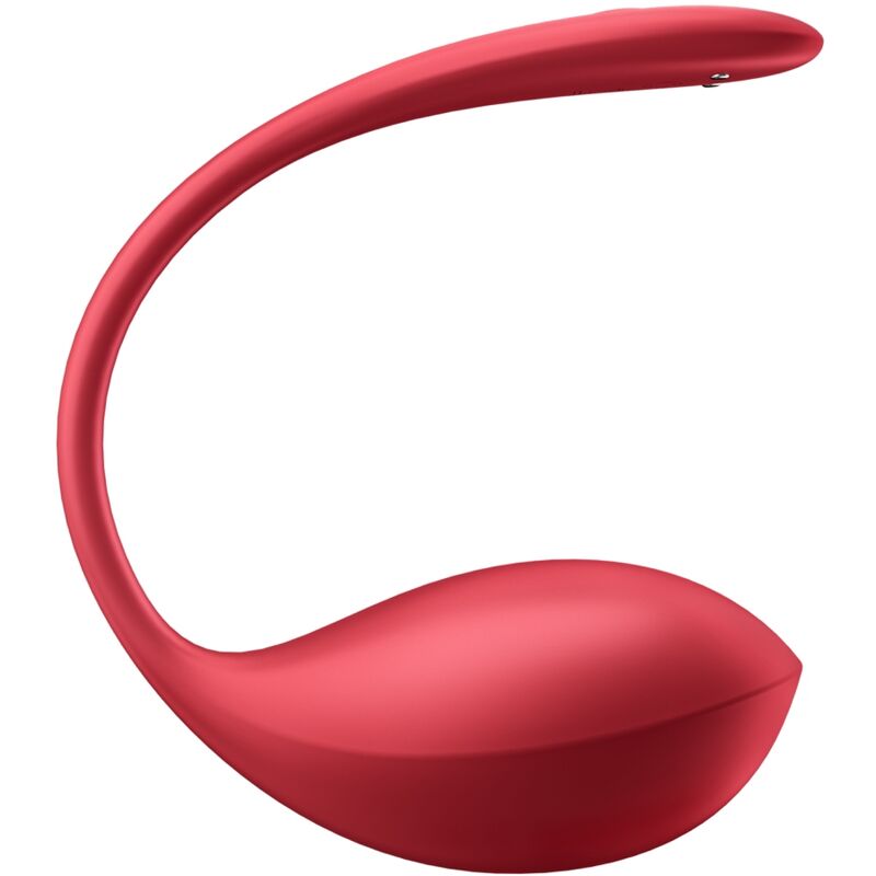 Stimulateur Satisfyer rouge en forme de boucle, base bombee et long col souple