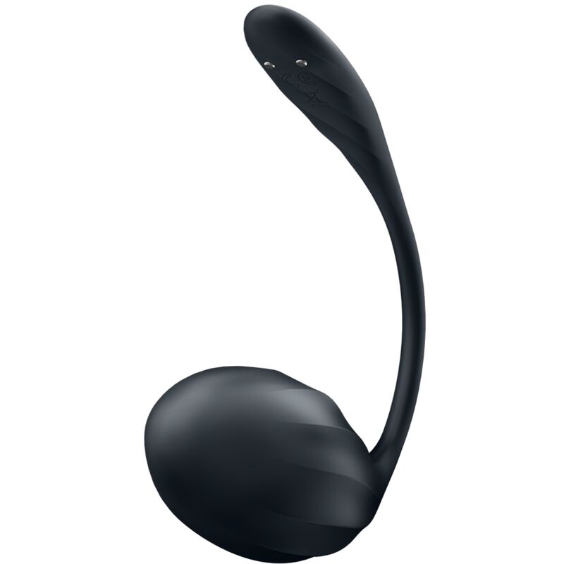 Stimulateur Satisfyer noir en forme de point d interrogation, base en goutte et col effile