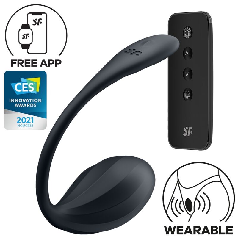 Stimulateur Satisfyer connecté noir à porter avec télécommande