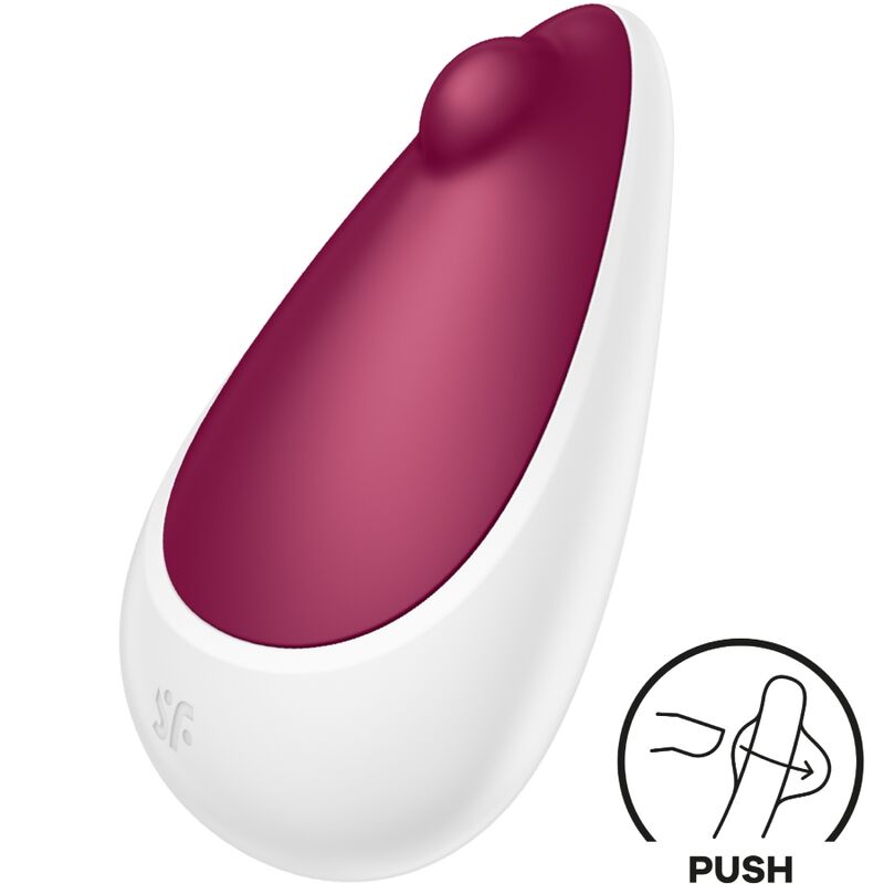 Satisfyer Spot On 3 rouge et blanc avec pictogramme Push, stimulateur clitoridien lay-on en silicone, pointe ciblee mobile pour des vibrations precises et ludiques