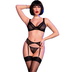 Ensemble 4 pièces dentelle audacieuse noir — vue principale