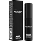 Boite noire Boyglide Delay et flacon vaporisateur, spray retardant pour homme 20 ml a l aloe vera, effet desensibilisant longue duree, vue de face.