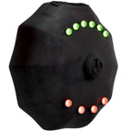 Minuteur étanche Bathmate vu de trois quarts, voyants LED verts et rouges sur boîtier souple noir, conçu pour les pompes à pénis de la gamme sous la douche.