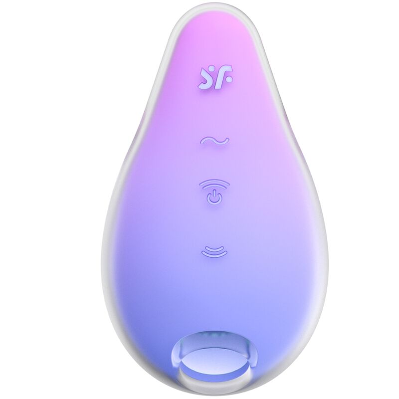 Satisfyer Mermaid Vibes coloris degrade violet et lilas vu de face, embout d'air pulse en silicone et boutons tactiles, stimulation clitoridienne sans contact direct