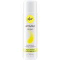 Flacon blanc Pjur Woman Vegan 100 ml de face, lubrifiant base eau pour femme certifie vegan, sans paraben ni glycerine ni parfum, formule douce muqueuses sensibles.