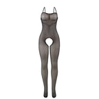 Combinaison résille élastique glamour à entrejambe ouvert — vue de dos