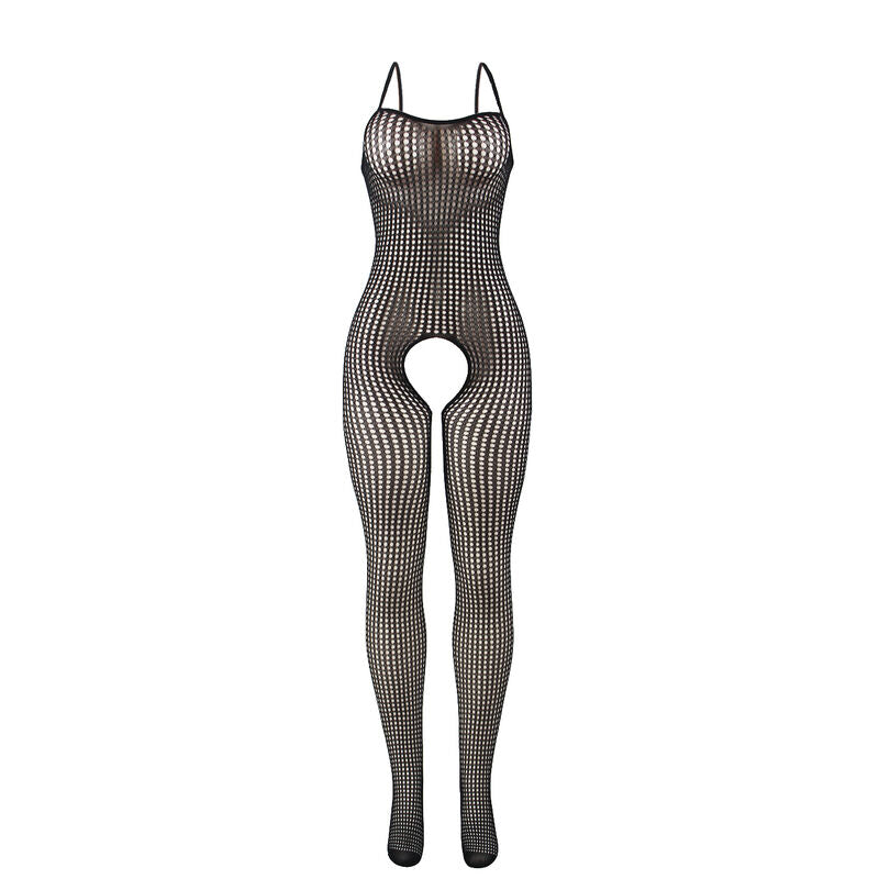 Combinaison résille élastique glamour à entrejambe ouvert — vue de dos