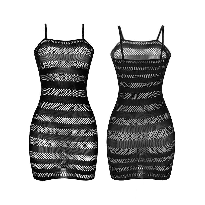 Robe résille rayée noire taille unique — vue de profil