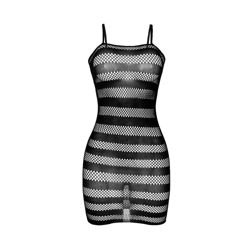 Robe résille rayée noire taille unique — détail texture surface