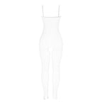 Bodystocking résille blanche entrejambe ouvert à nœuds — vue rapprochée