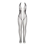 Bodystocking résille dos ouvert à détails croisés noir — vue rapprochée