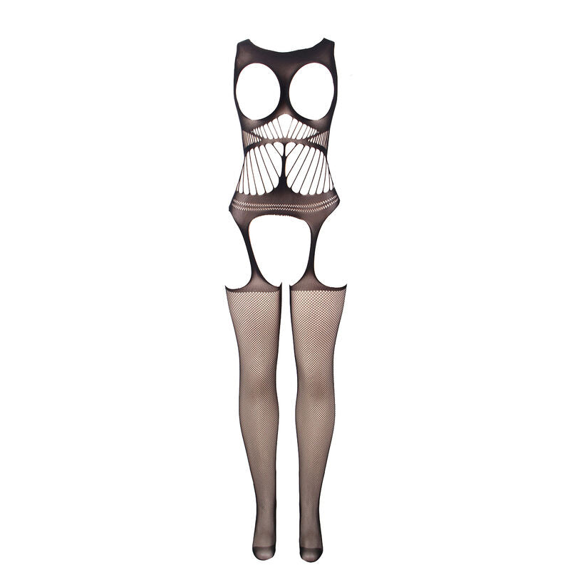 Bodystocking résille épaules ouvertes à coque — vue de profil