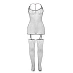Bodystocking résille brillante effet scintillant — détail texture surface