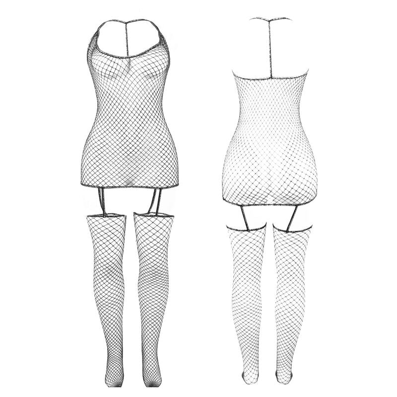 Bodystocking résille brillante effet scintillant — vue de dos