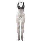 Bodystocking résille transparente noir — détail texture surface