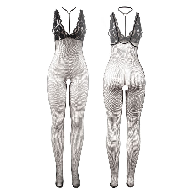 Bodystocking résille transparente noir — vue de profil