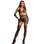 Bodystocking Subblime résille avec gants et diamants Noir