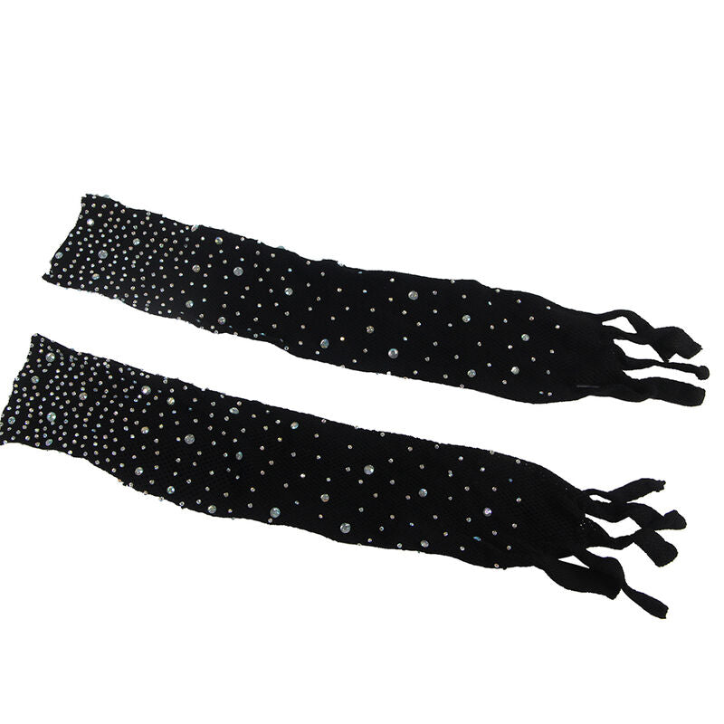 Bodystocking Subblime résille avec gants et diamants Noir