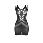 Robe résille noire ornée de diamants brillants — vue rapprochée