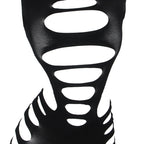 Robe résille noire élastique manches longues — vue de dos