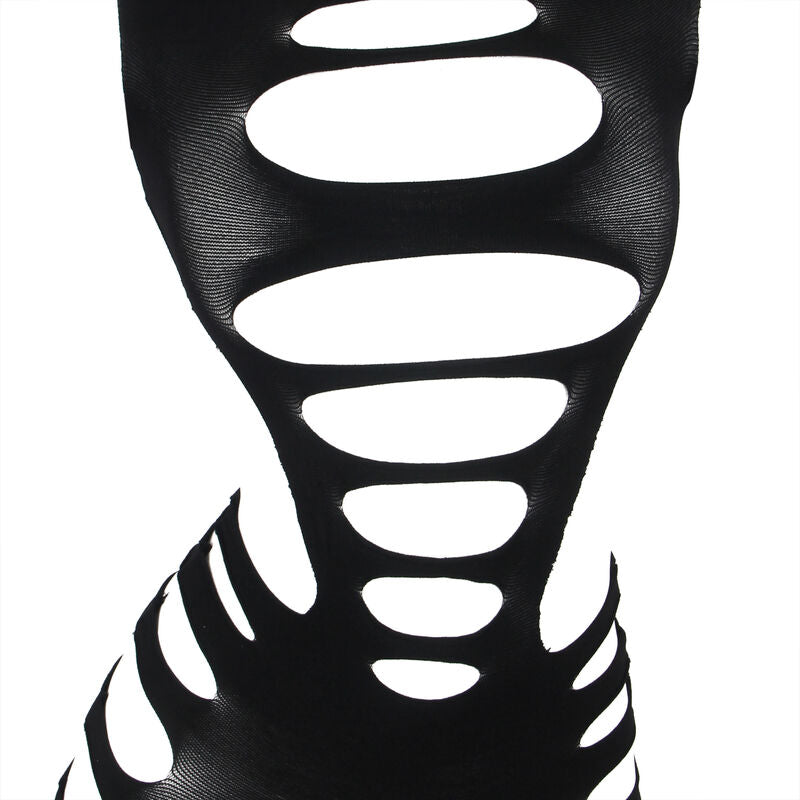 Robe résille noire élastique manches longues — vue de dos
