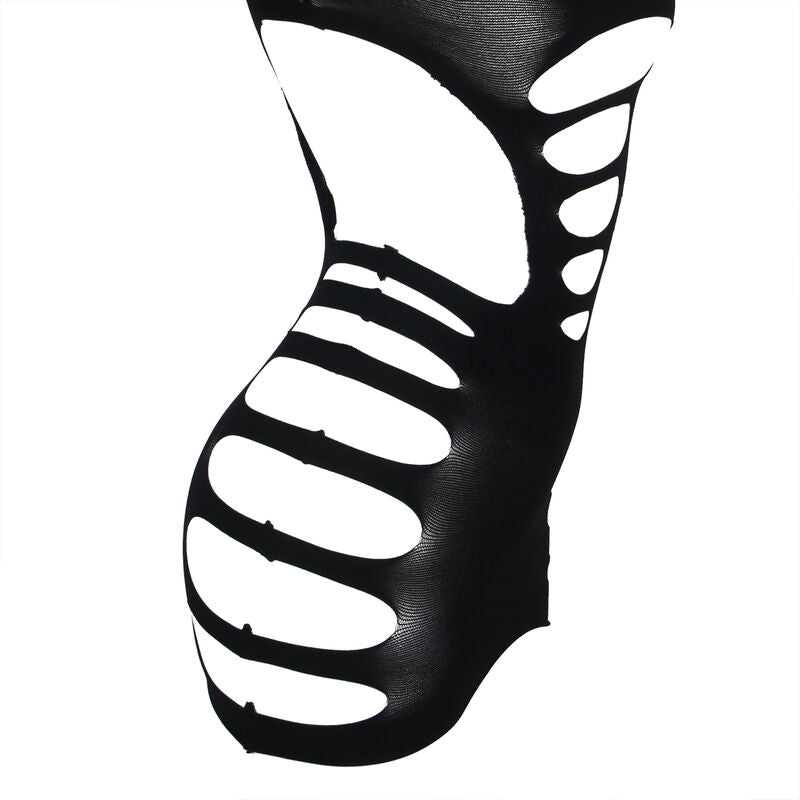Robe résille noire élastique manches longues — détail texture surface