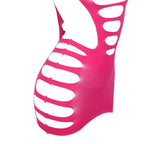 Robe résille élastique ajourée manches longues — détail texture surface