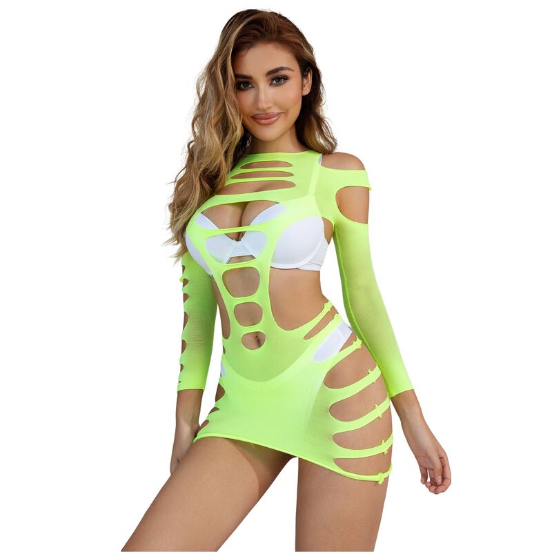 Robe résille élastique ajourée manches longues — détail produit 2