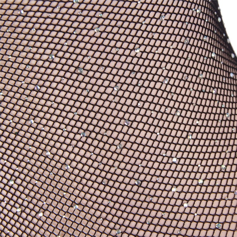 Body Subblime résille brillant épaules dénudées manches longues Noir