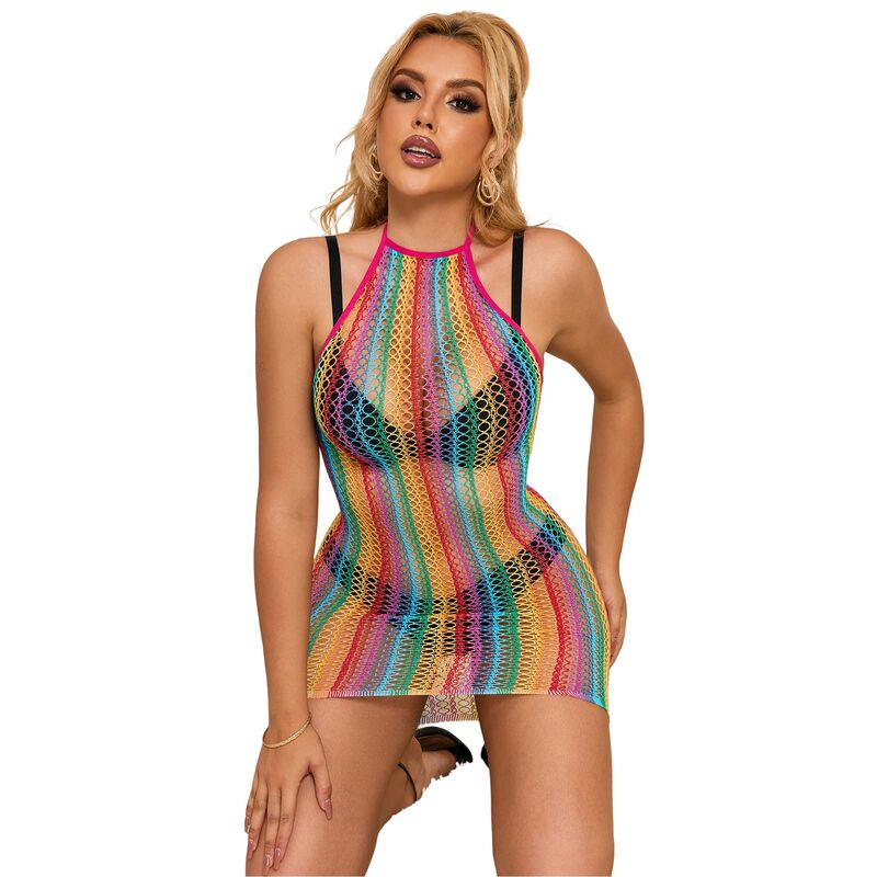 Robe lingerie résille sexy — vue de profil